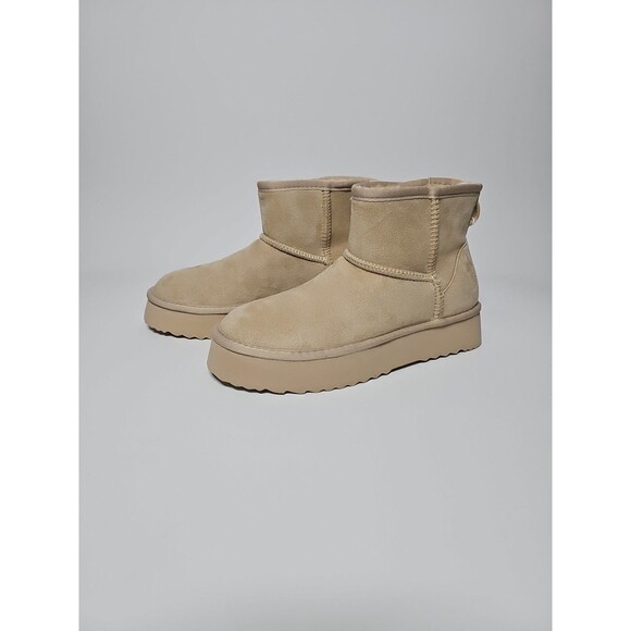 Altar'd State Mini Boots Women's 9M Suede Faux Fur Lined Tan NWT - Picture 1 of 8